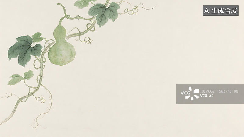 【AI数字艺术】水墨画葫芦居左图片素材