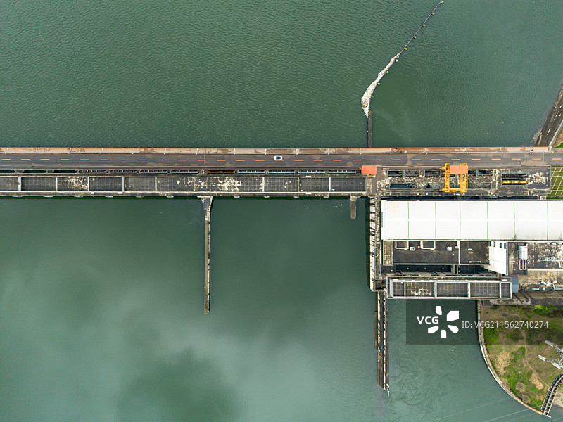 青神县虎度溪岷江河航电水电站航拍视角图片素材