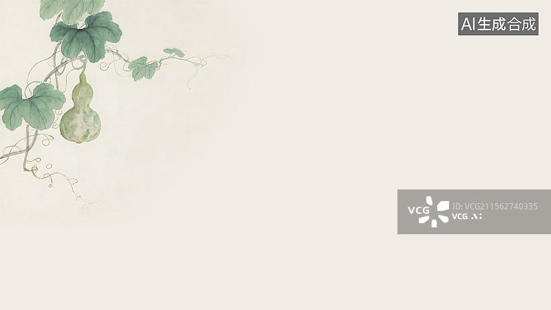 【AI数字艺术】水墨画葫芦左上图片素材
