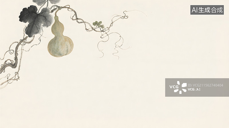 【AI数字艺术】水墨画葫芦左上图片素材