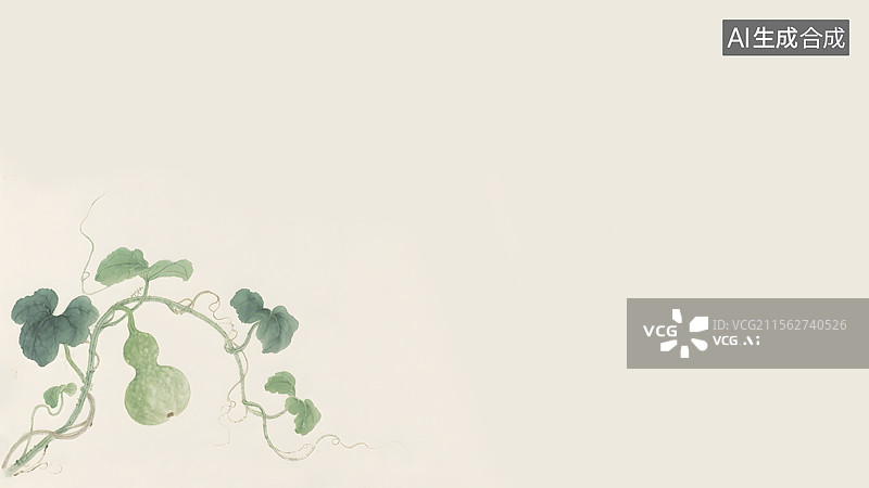 【AI数字艺术】水墨画葫芦左下图片素材
