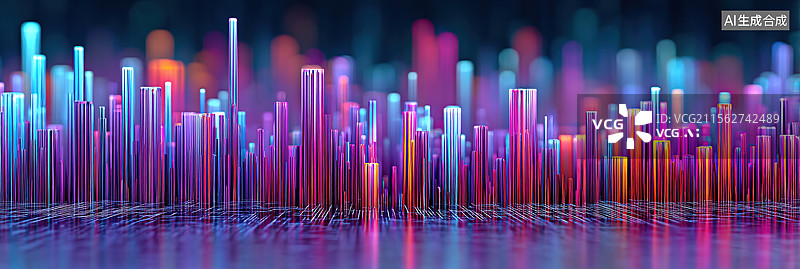 【AI数字艺术】汽车广告背景赛博朋克城市景观与全息霓虹灯发光电路图案和蓝紫渐变海报图片素材