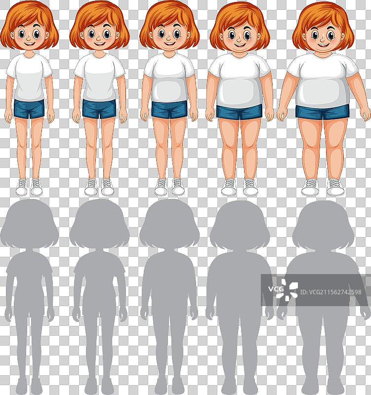 根据BMI的不同身体类型图片素材