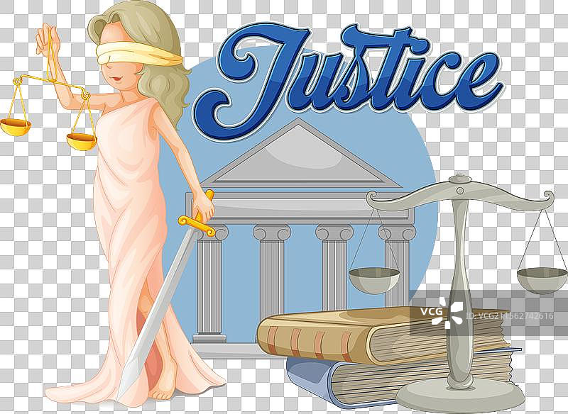 女神法官的天平与法律书籍图片素材