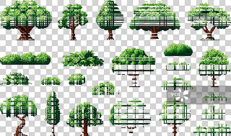 8位森林像素树丛街机游戏素材图片素材