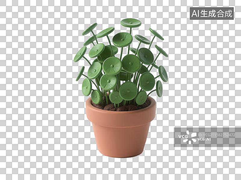 【AI数字艺术】3d卡通铜钱草盆栽图片素材