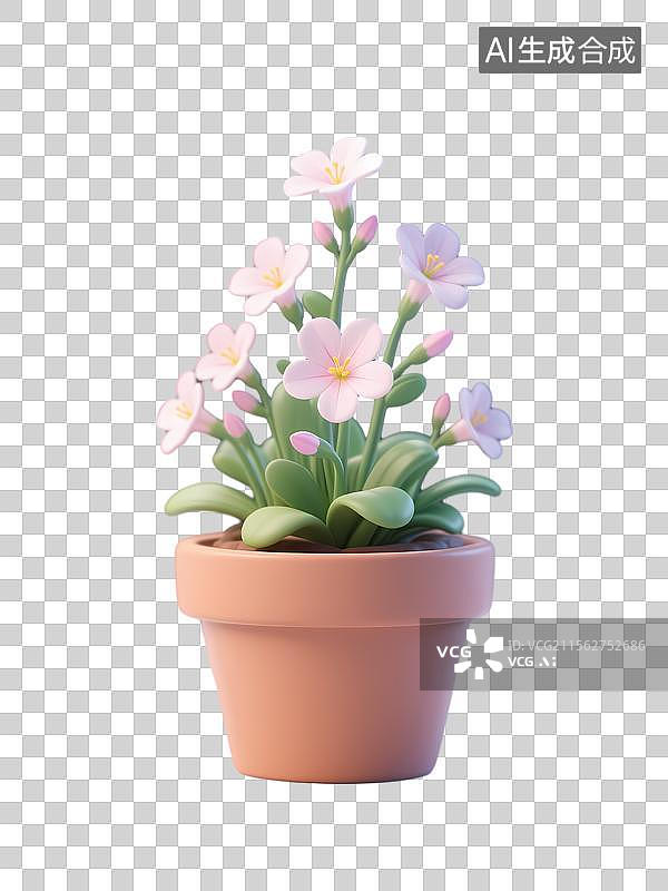 【AI数字艺术】盆栽粉色小花月见草图片素材
