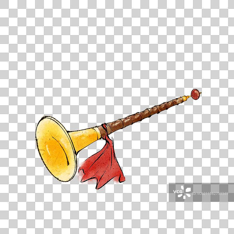 水墨古风唢呐乐器元素图片素材