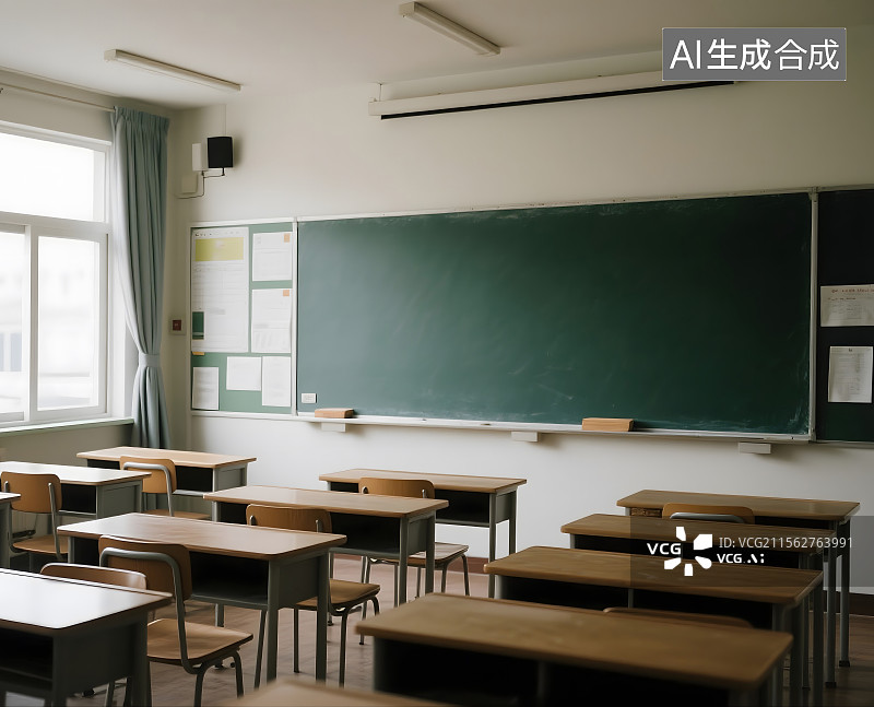 【AI数字艺术】无人的空教室图片素材