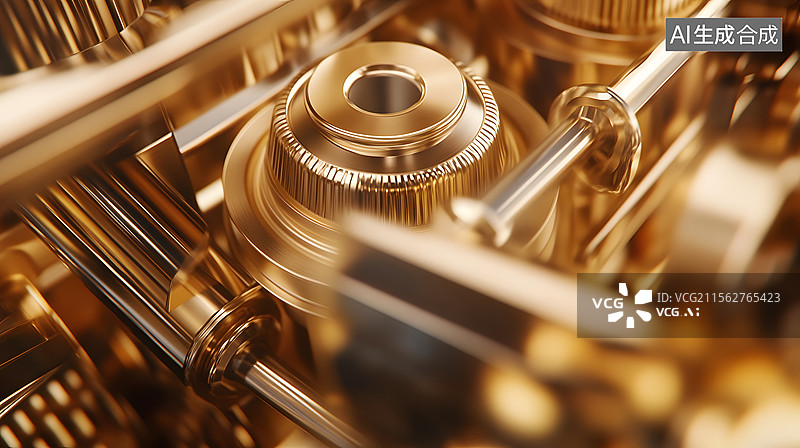 【AI数字艺术】金色齿轮机械装置图片素材