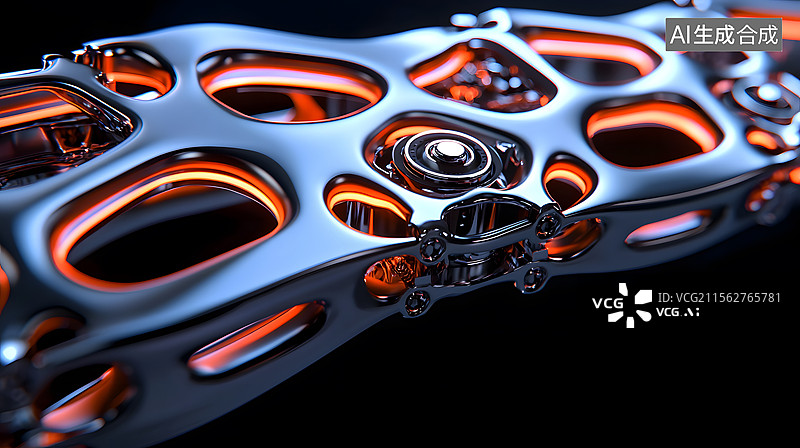 【AI数字艺术】未来科技感的金属结构图片素材