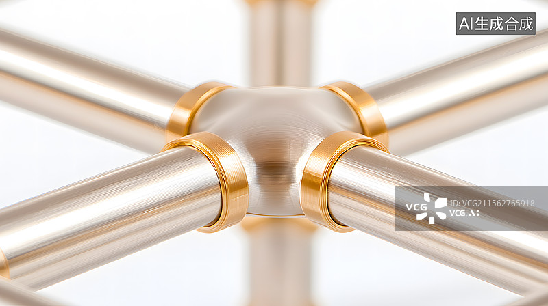 【AI数字艺术】金属管连接节点特写图片素材