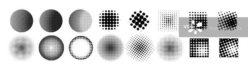 半色调点背景圆形元素集合图片素材