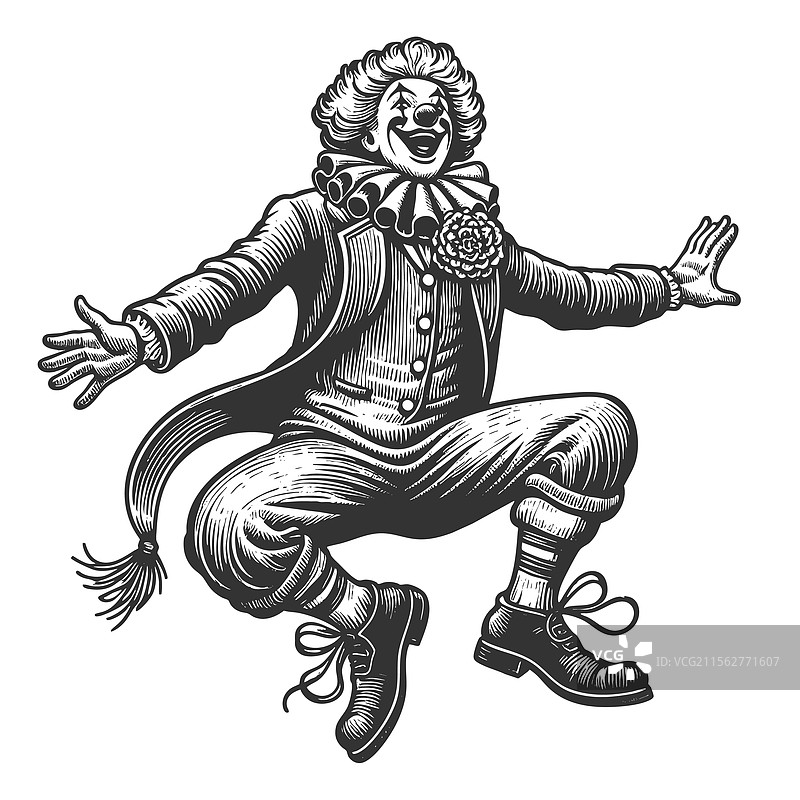 快乐跳跃的小丑雕刻图片素材