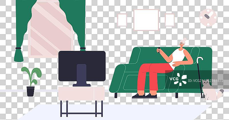 老年人观看电视，老角色在休息图片素材