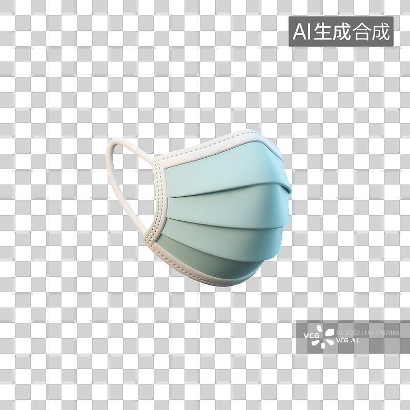 【AI数字艺术】3D动画风格莫兰迪色口罩图标图片素材