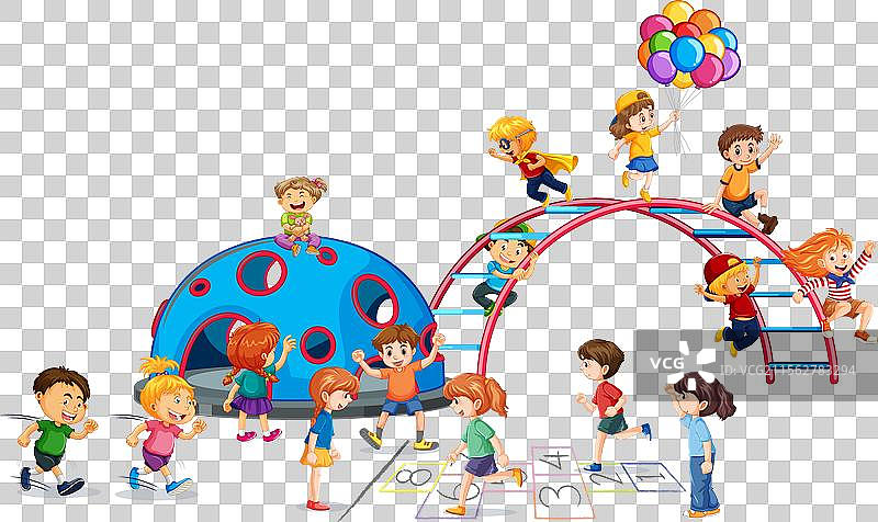 孩子们在游乐场享受各种活动图片素材