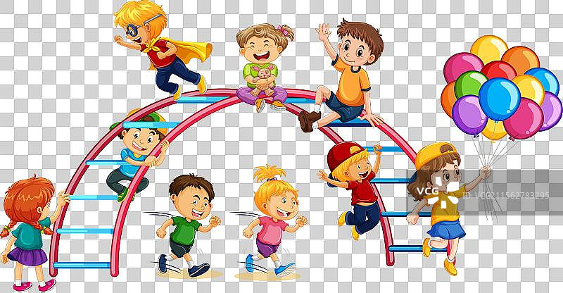 孩子们在户外活动中尽情玩耍图片素材