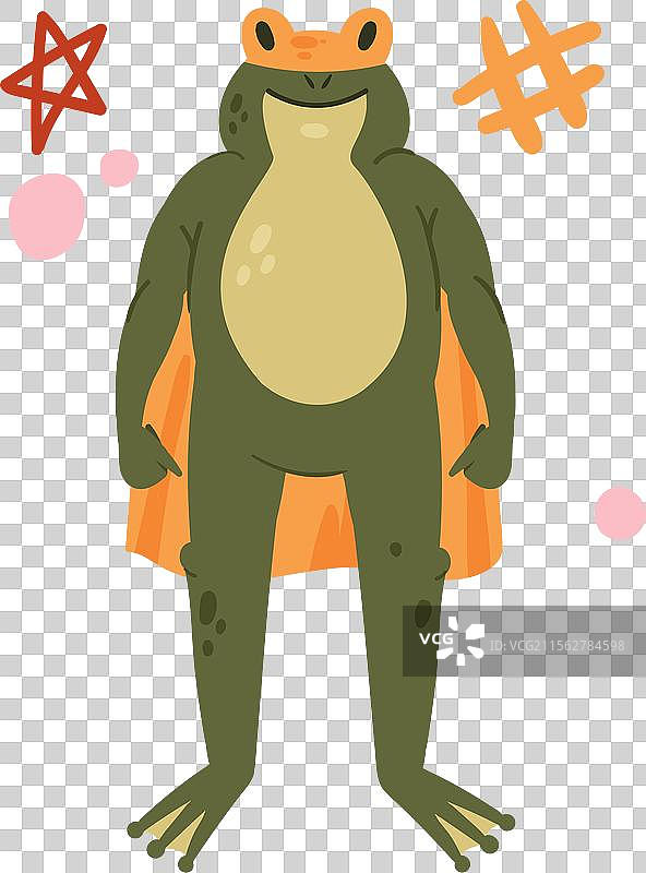 可爱的绿色青蛙超级英雄勇敢动物角色图片素材