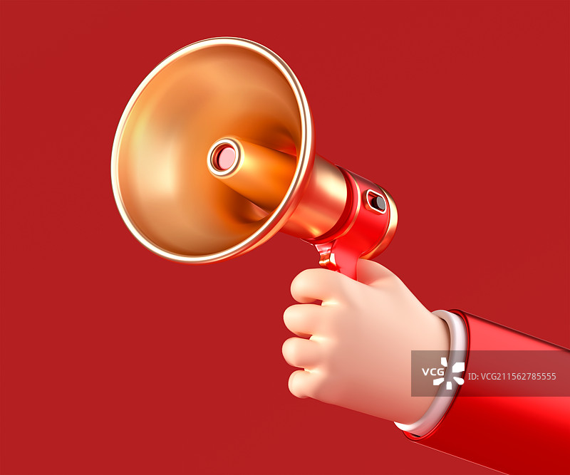 红色背景中的手持扩声器喇叭活动促销配图图片素材