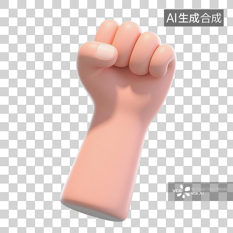 【AI数字艺术】手握拳头手势3D插画免扣元素图片素材