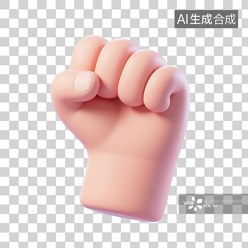 【AI数字艺术】手握拳头手势3D插画免扣元素图片素材