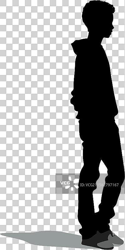 双手插口袋的青少年剪影图片素材