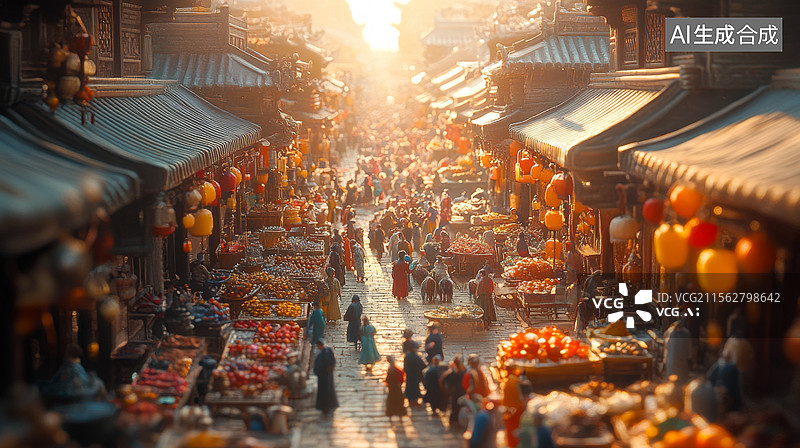 【AI数字艺术】大唐盛世微缩场景还原图片素材