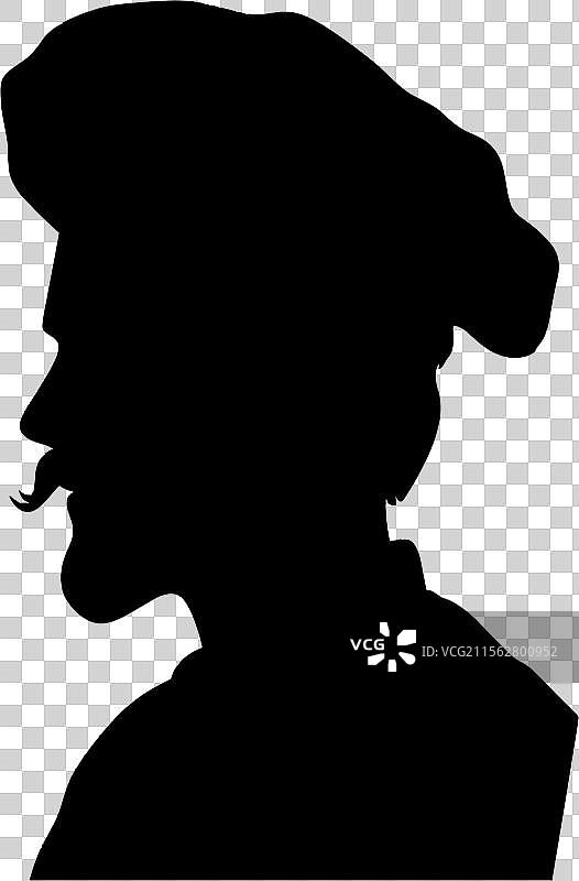 戴着帽子和胡子的面包师轮廓图片素材