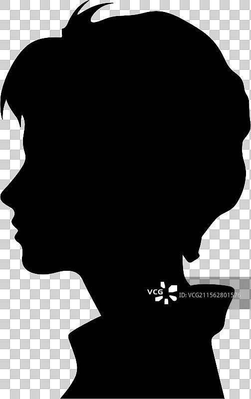 带有尖刺头发的儿童轮廓剪影图片素材