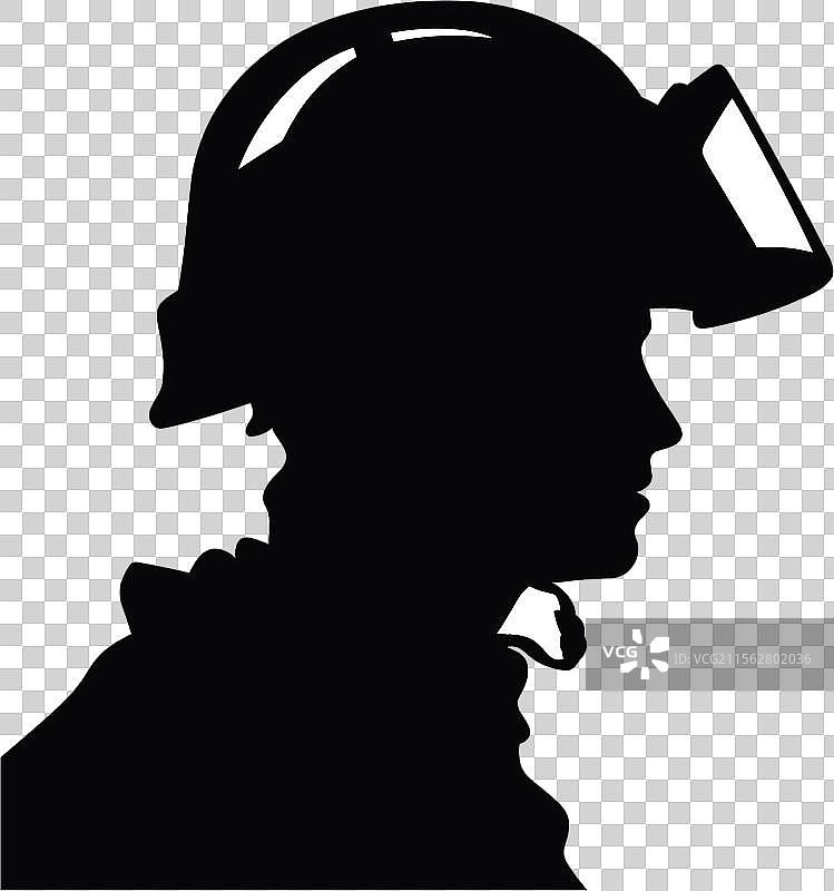 全副武装的消防员侧影图片素材