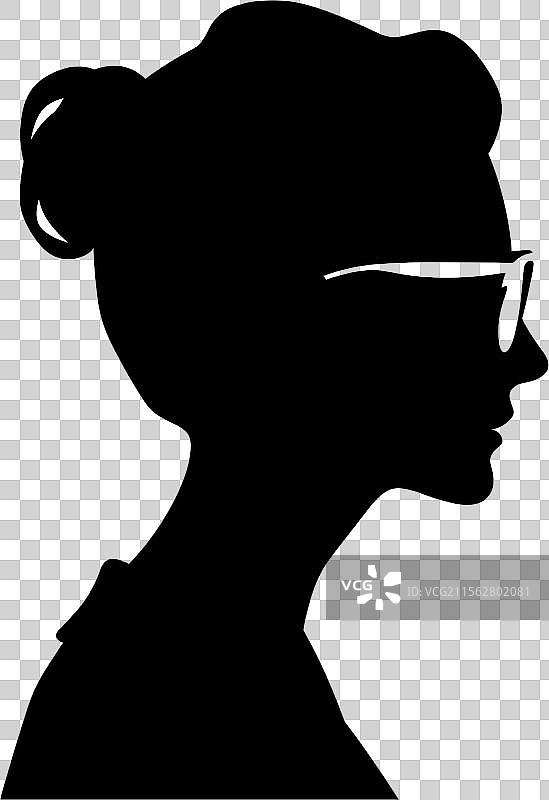盘发女性的侧面轮廓剪影图片素材