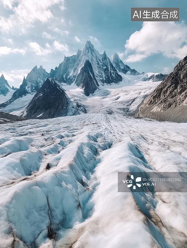 【AI数字艺术】冰川与雪山的壮丽景观图片素材