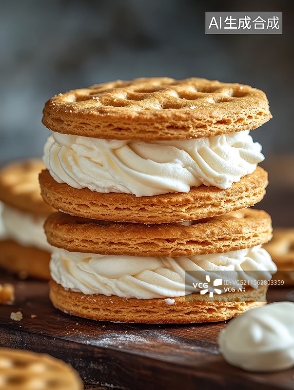 【AI数字艺术】奶油夹心饼干图片素材