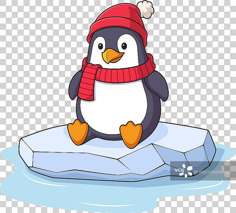 冬季企鹅在漂浮的冰块上图片素材