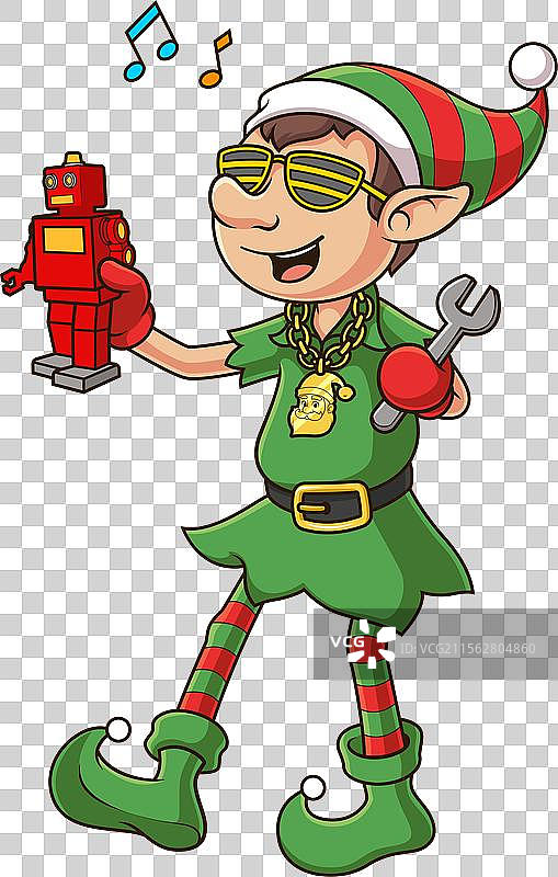 酷炫的圣诞精灵手持玩具机器人图片素材