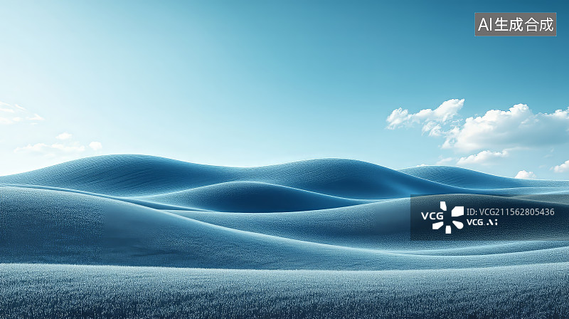 【AI数字艺术】蓝色波浪形景观图片素材