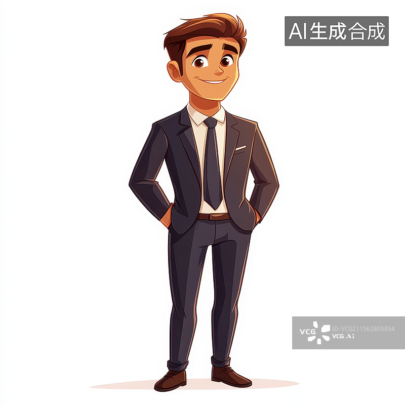 【AI数字艺术】白色背景下穿衬衫西装打领带的男性商务白领商人图片素材
