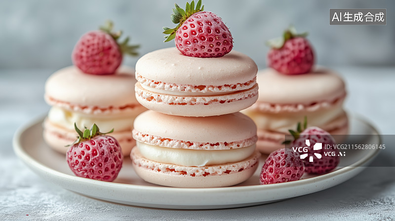 【AI数字艺术】马卡龙法式饼干图片素材