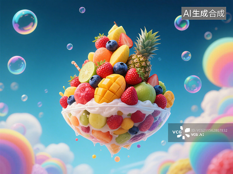 【AI数字艺术】梦幻水果捞之巅图片素材