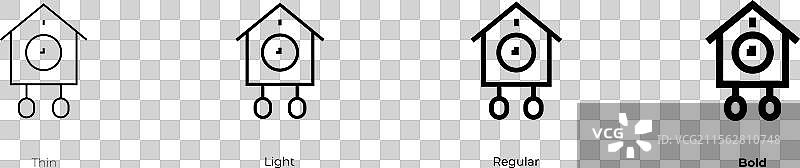 布谷鸟图标，细体、常规体和粗体风格图片素材