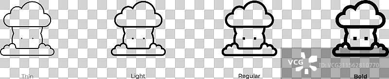 积雨云图标，细体、常规体和粗体图片素材