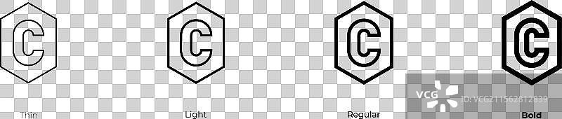 细胞嘧啶图标，细线、常规和粗体风格图片素材