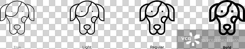 达尔马提亚犬图标，细线、常规和粗体风格图片素材