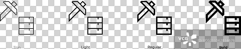 数据挖掘图标，细体、常规体和粗体图片素材