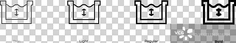 深色图标，细体、常规体和粗体风格图片素材