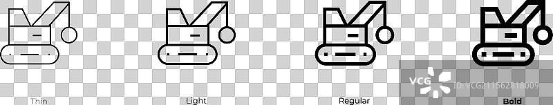 拆除起重机图标，细体、常规体和粗体图片素材
