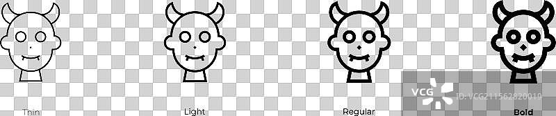 恶魔图标，细体、常规体和粗体风格图片素材