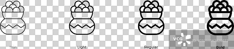Dhanteras图标，细体、常规体和粗体风格图片素材