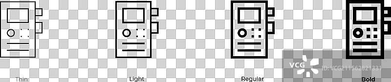 录音机图标，细线、常规和粗体风格图片素材